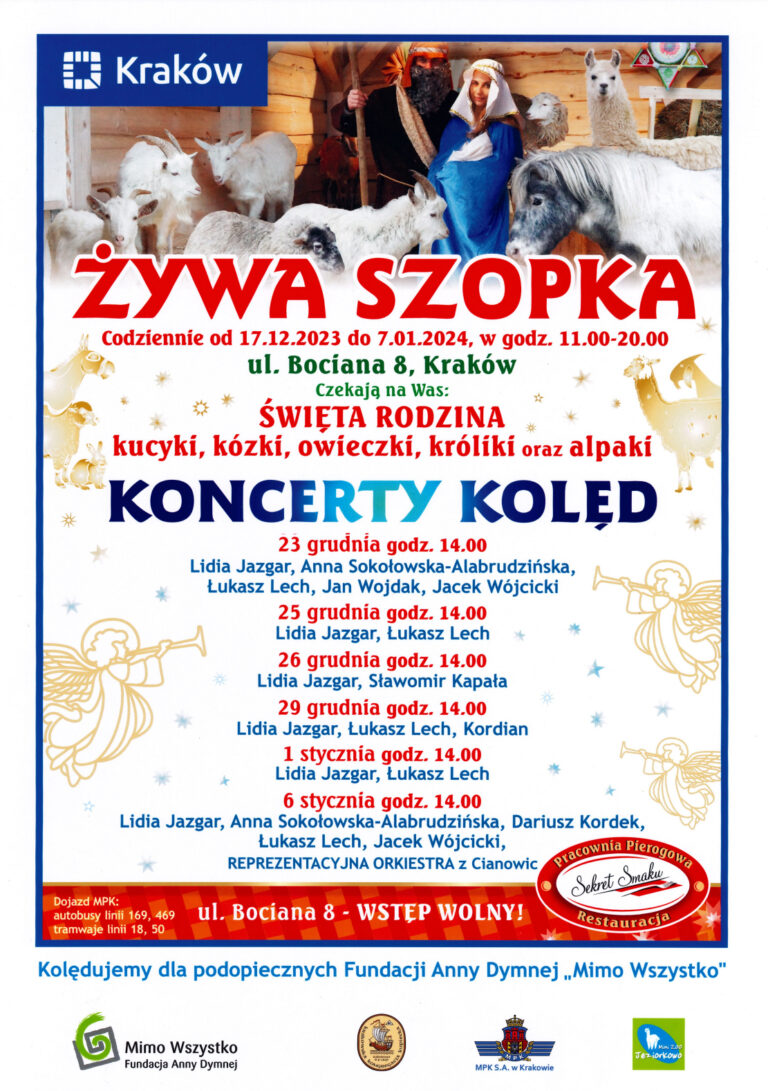 Info grafika - przedstawia "żywą szopkę i zaproszenie na koncert kolęd"