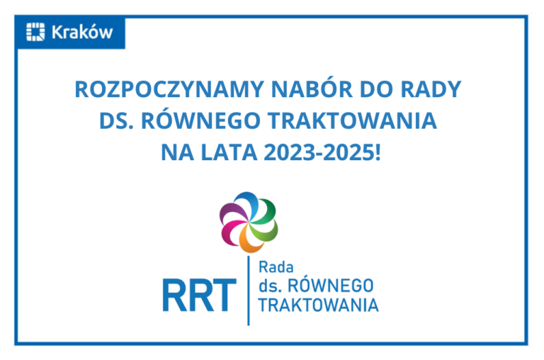 Info grafika - przedstawia "Rozpoczęliśmy nabór do Rady ds. Równego Traktowania"
