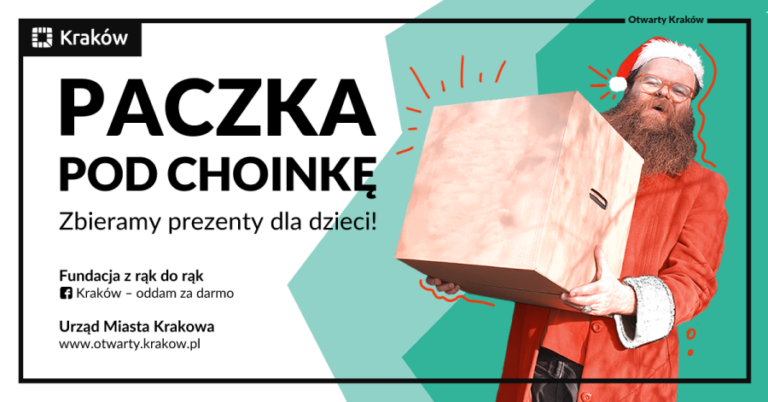 Info grafika - przedstawia "Paczka pod choinkę Zbieramy prezenty dla dzieci!"
