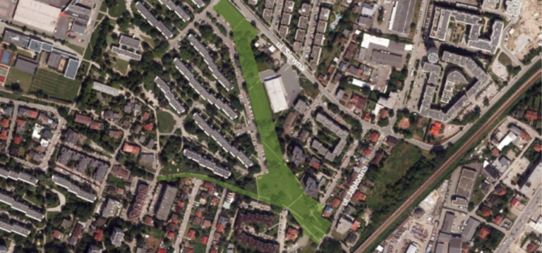 Zdjęcie z lotu ptaka - przedstawia Koncepcje parku "Siewna"