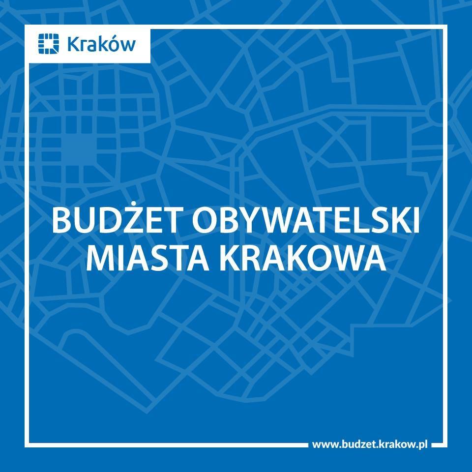 Zdjęcie przedstawia grafikę informacyjną "BUDŻET OBYWATELSKI MIASTA KRAKÓW"