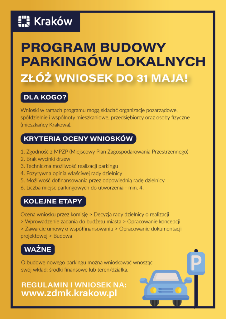Plakat informujący o przedsięwzięciu budowy parkingów lokalnych