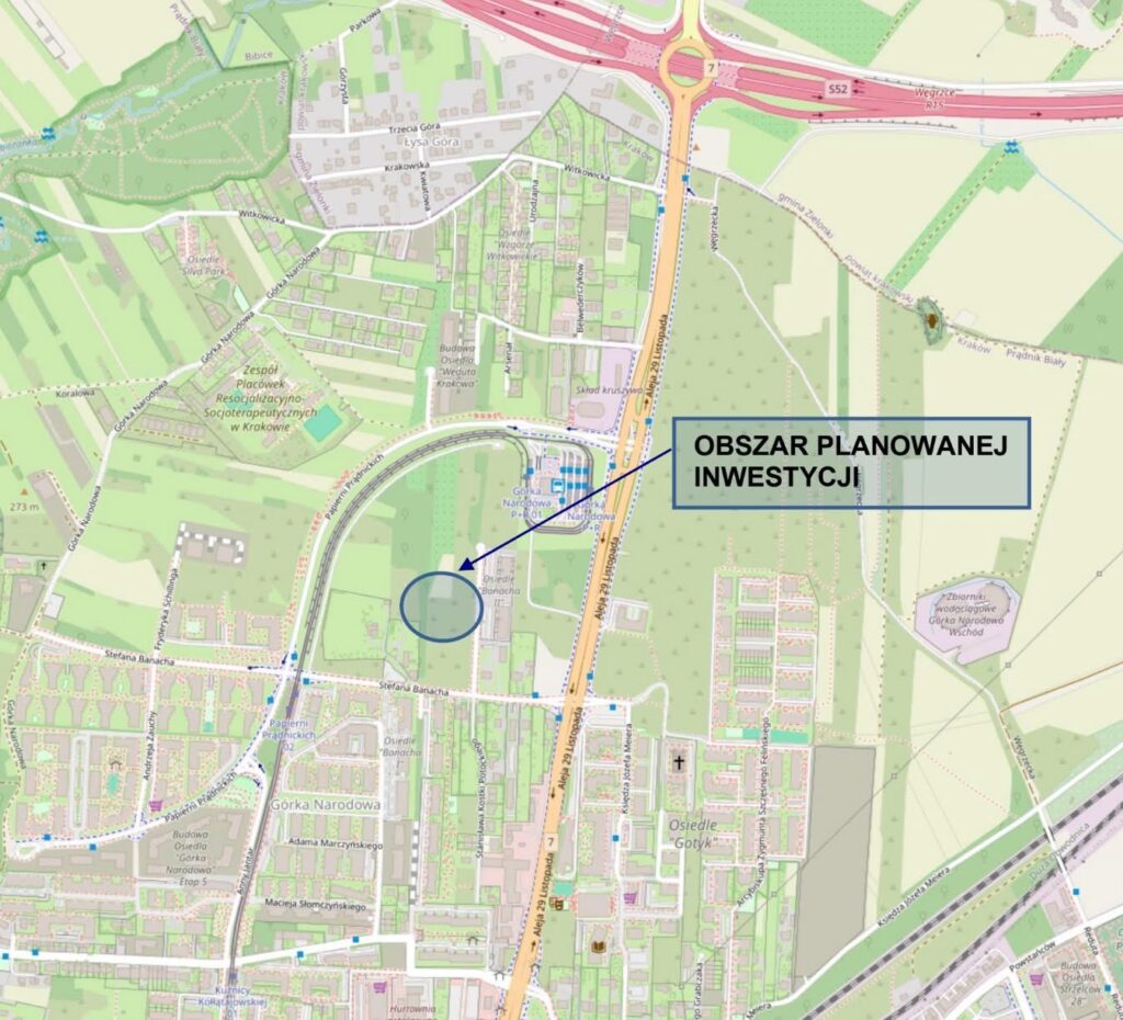 Mapa obszaru, gdzie planowana jest inwestycja