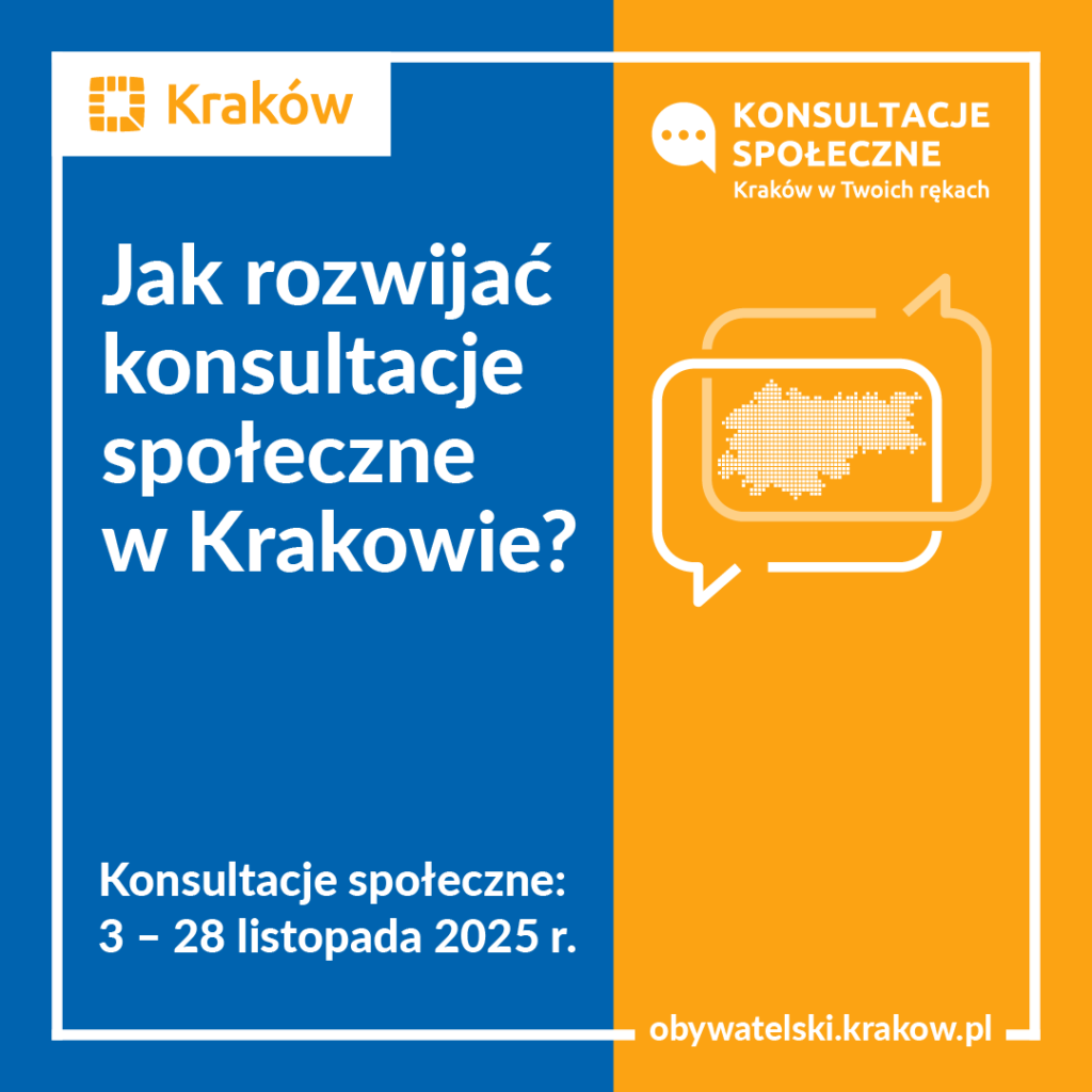 Plakat zapraszający na udział w konsultacjach w dniach od 3 listopada do 28 listopada.