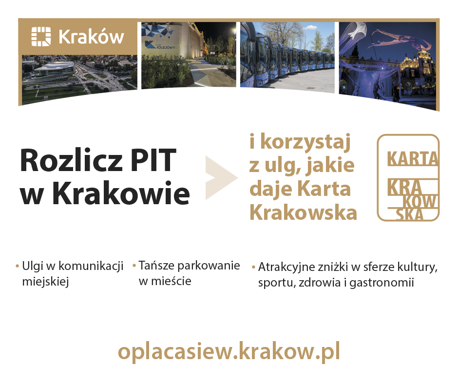 Plakat informacyjny dot. rozliczenia PIT w Krakowie