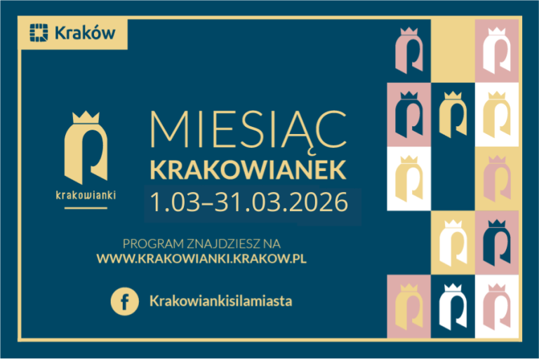 Grafika informująca o akcji "Miesiąc Krakowianek" w miesiącu marzec