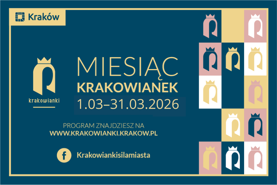 Grafika informująca o akcji "Miesiąc Krakowianek" w miesiącu marzec