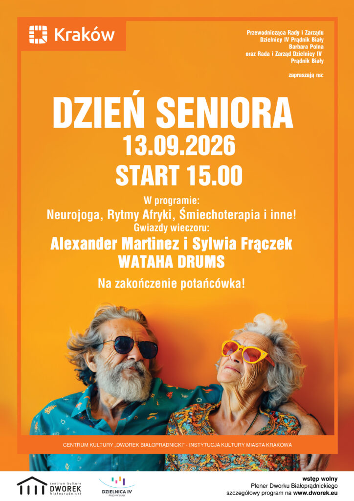Plakat informującym o dniu seniora - rozpoczęcie 13 września 2026 o godzinie 15